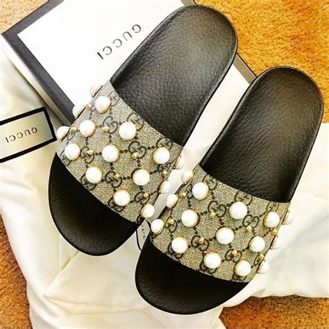 gucci pearl slides poshmark|Gucci slides outlet.